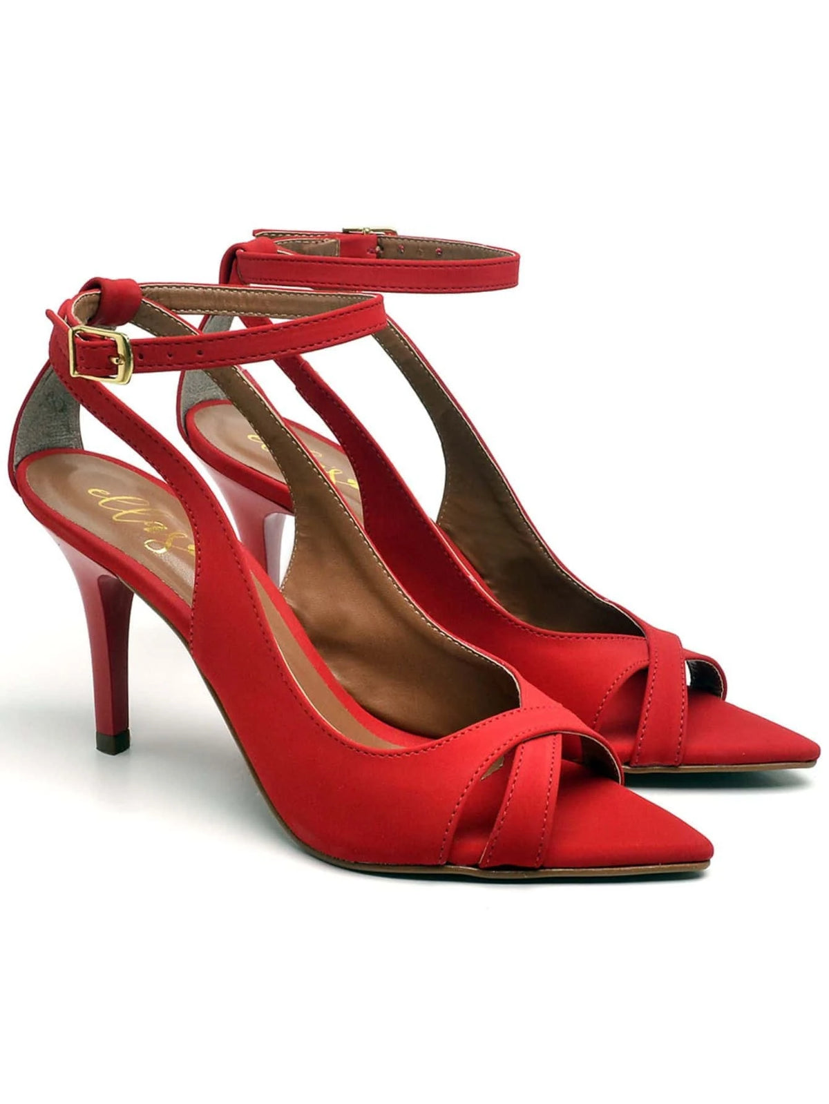 Sandália Feminina Ellas Online Salto Médio Bico Folha