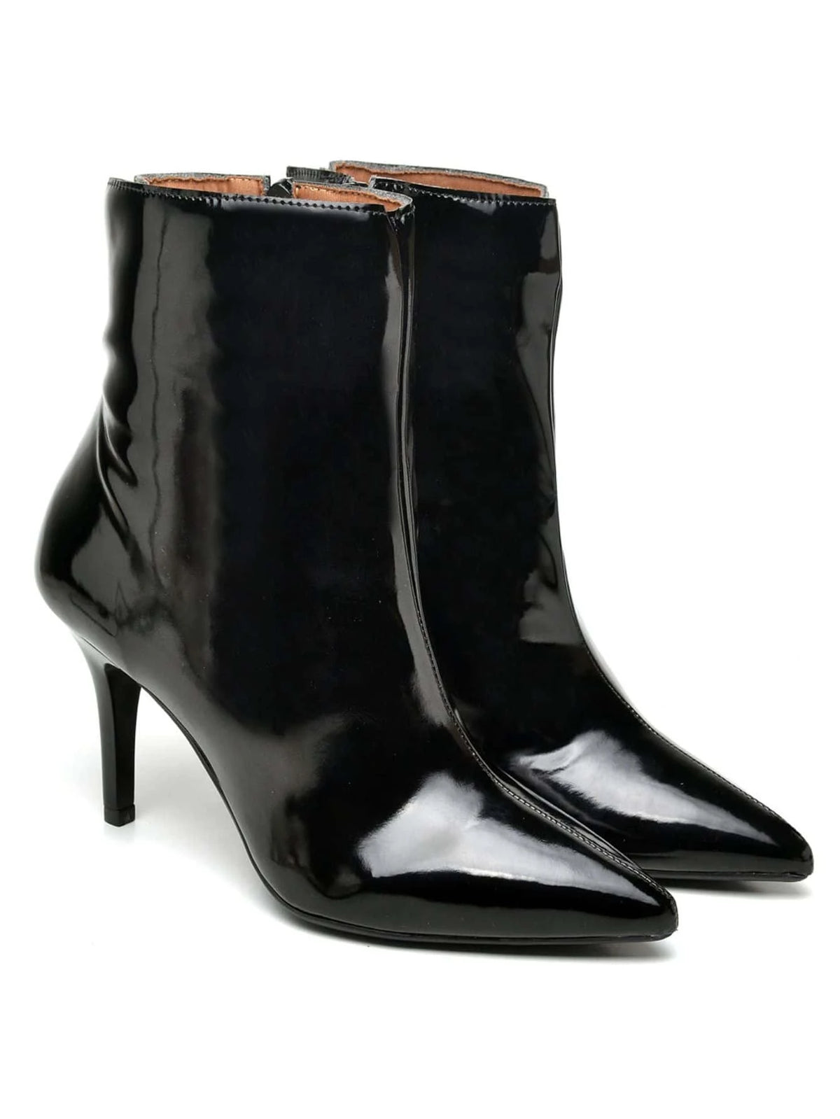 Bota Feminina Ellas Online Cano Curto Verniz Salto Médio Fino