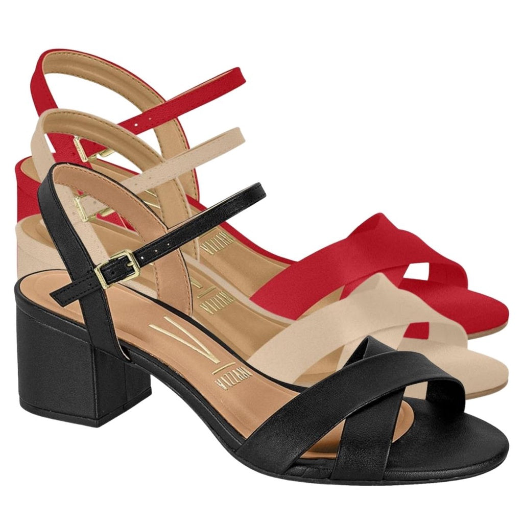 Sandalia Feminina Salto Grosso Palmilha Comfy