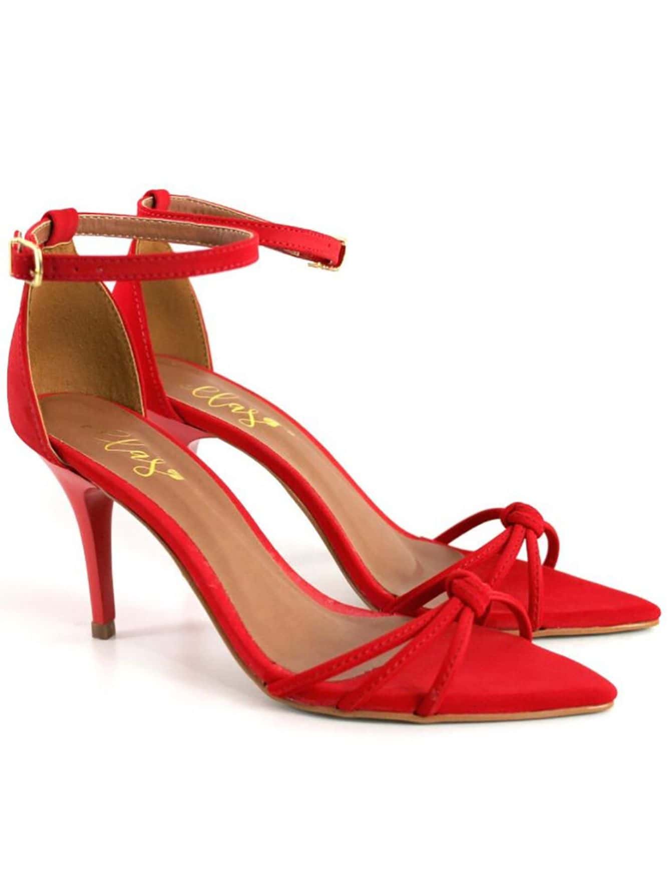 Sandália Feminina Ellas Online Salto Medio Bico Folha