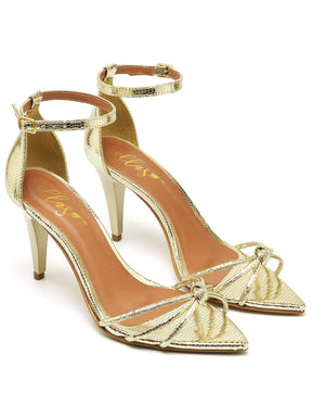 Sandália Feminina Ellas Online Salto Medio Bico Folha