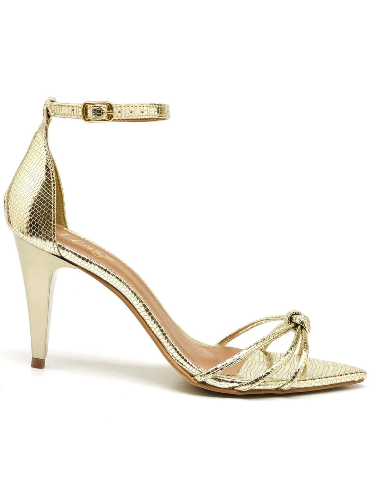 Sandália Feminina Ellas Online Salto Medio Bico Folha