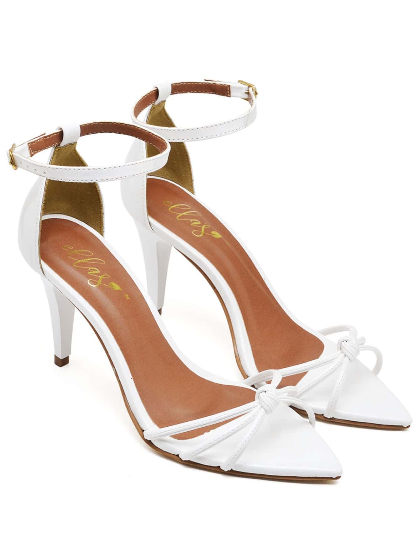 Sandália Feminina Ellas Online Salto Medio Bico Folha