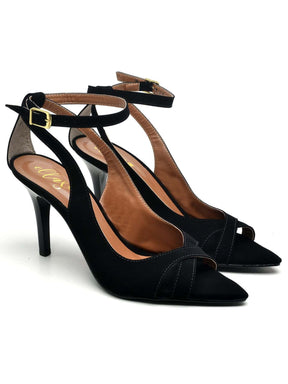 Sandália Feminina Ellas Online Salto Médio Bico Folha