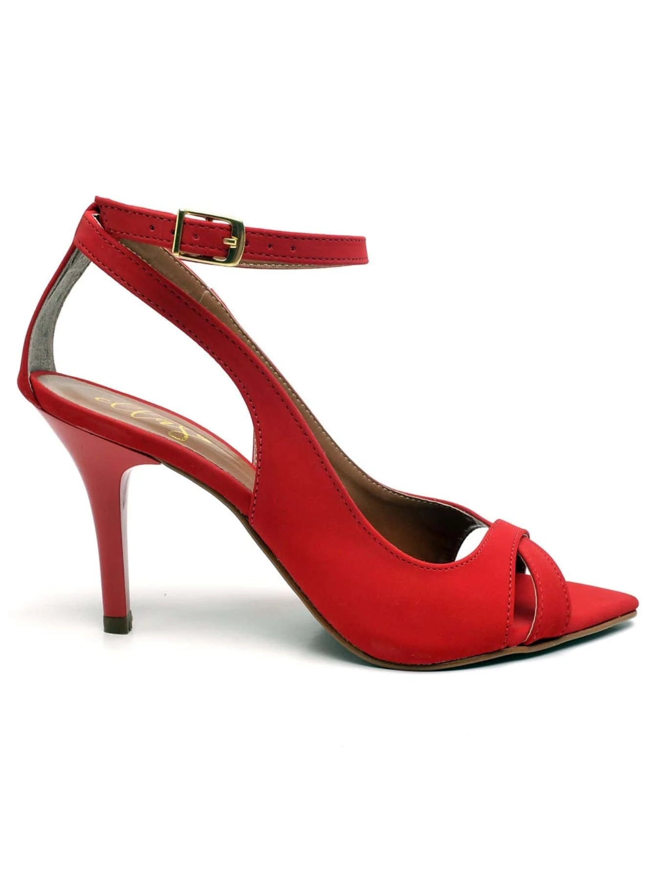 Sandália Feminina Ellas Online Salto Médio Bico Folha