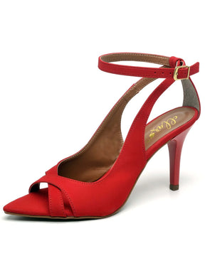 Sandália Feminina Ellas Online Salto Médio Bico Folha