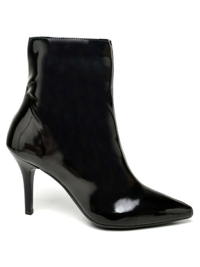 Bota Feminina Ellas Online Cano Curto Verniz Salto Médio Fino