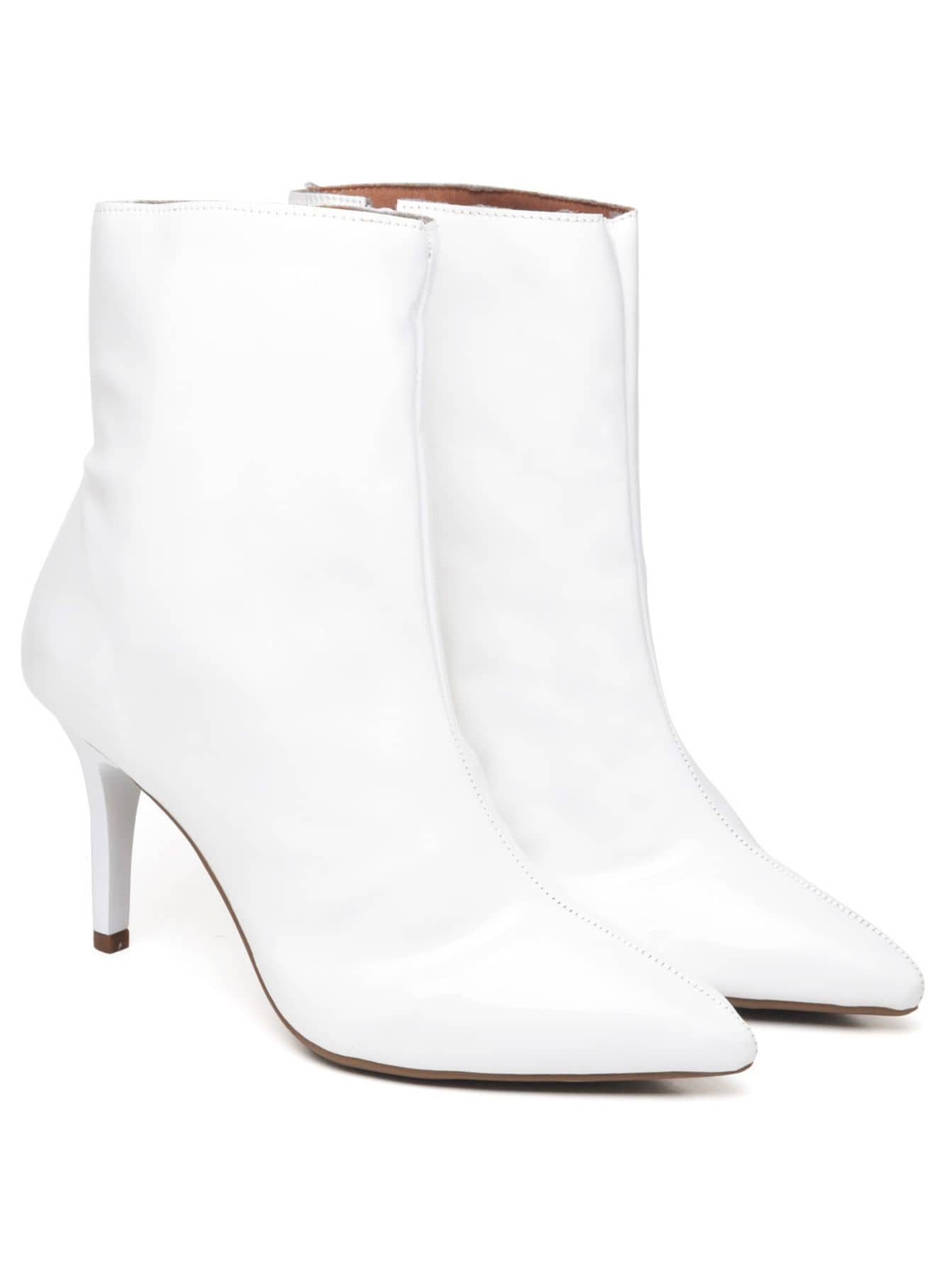 Bota Feminina Ellas Online Cano Curto Verniz Salto Médio Fino