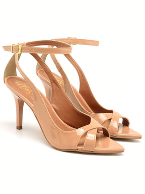 Sandália Feminina Ellas Online Salto Médio Bico Folha