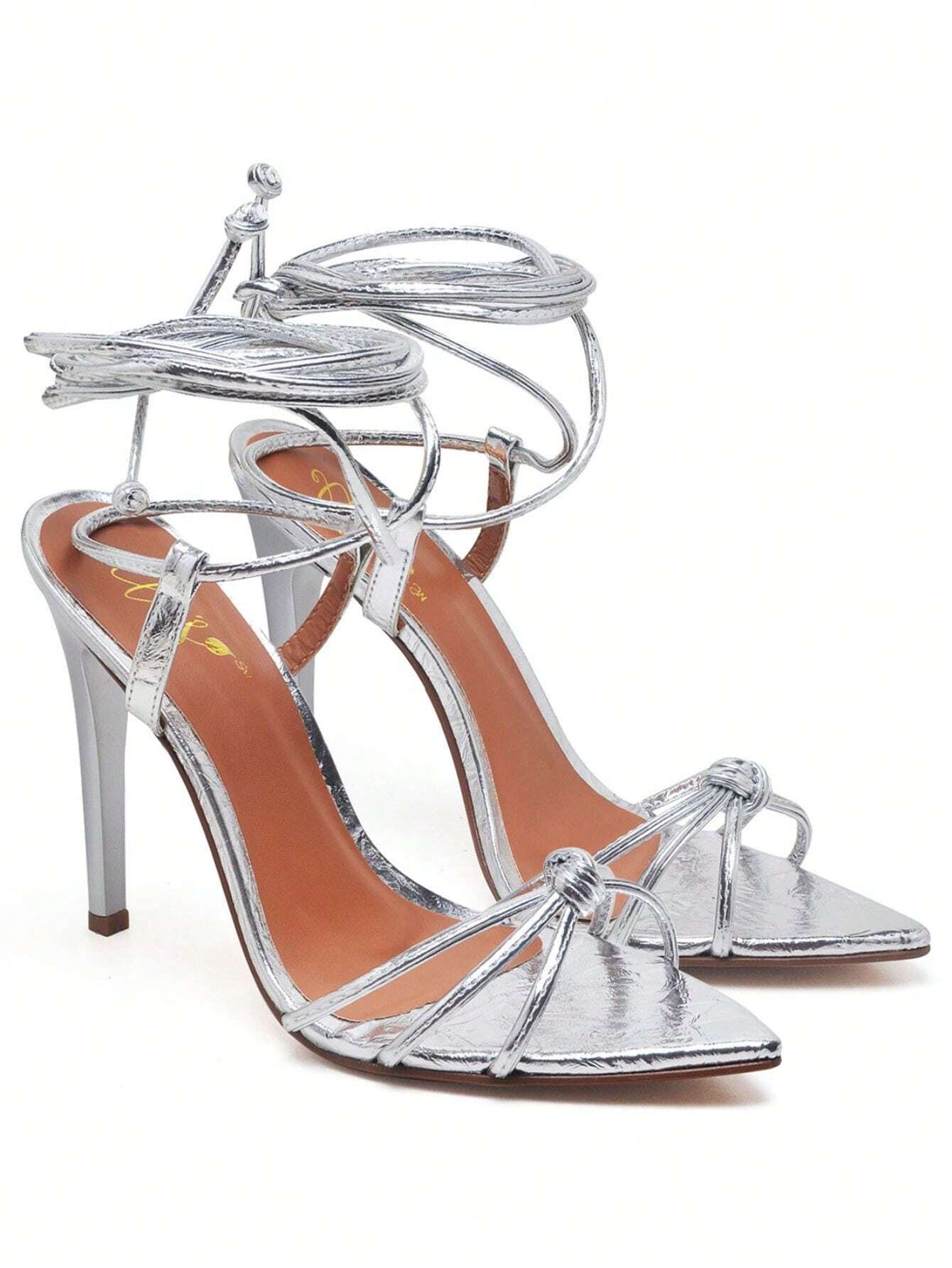 Sandália Feminina Ellas Online Salto Alto Bico Folha