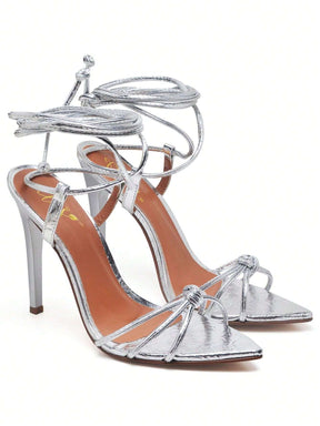 Sandália Feminina Ellas Online Salto Alto Bico Folha