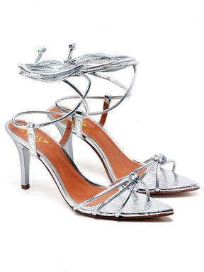 Sandália Feminina Ellas Online Salto Alto Bico Folha