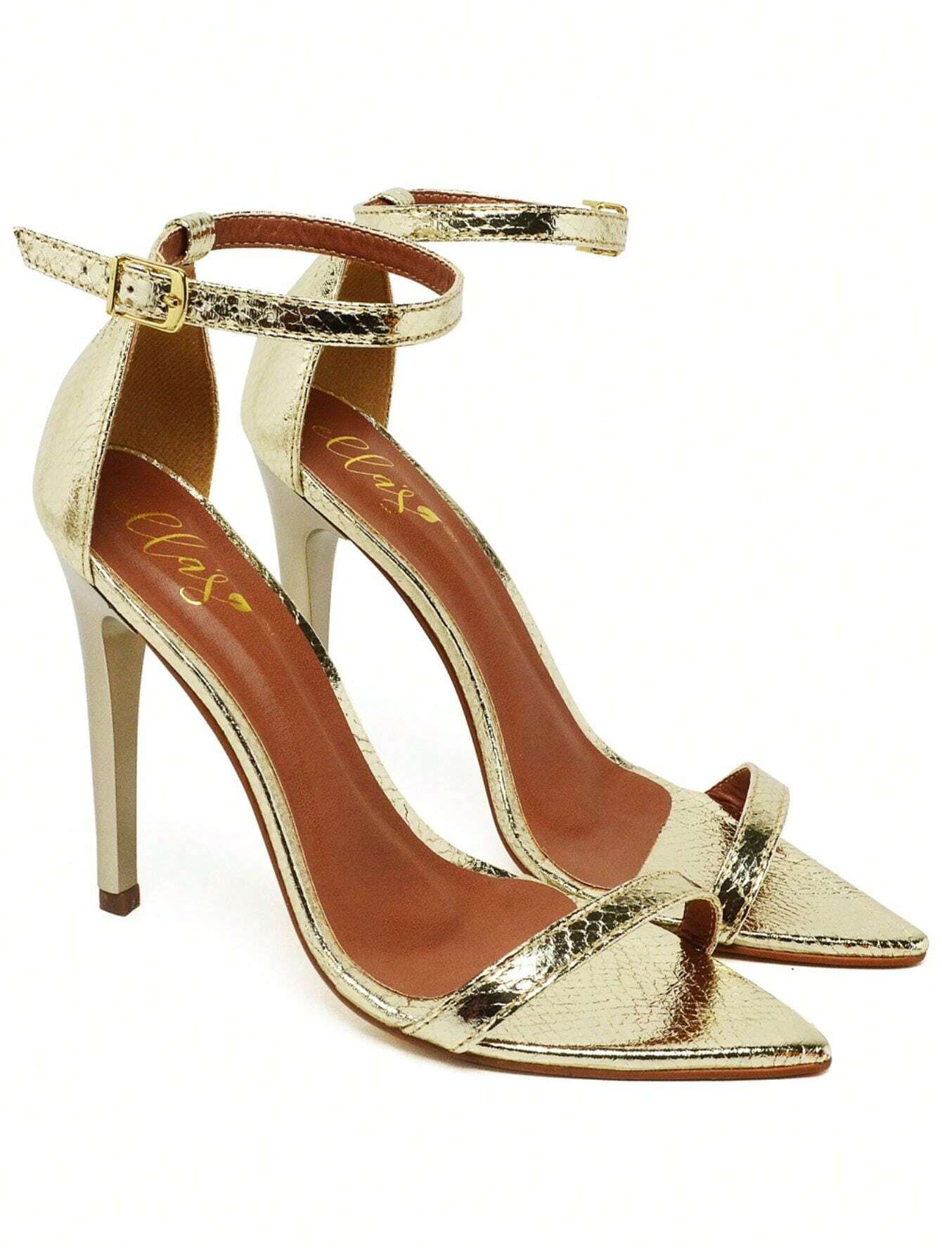 Sandália Feminina Ellas Online Salto Alto Bico Folha