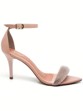 Sandália Feminina Ellas Online Salto Médio Festa Tira Strass