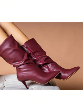 Bota Feminina Ellas Online Cano Médio Enrugado Salto Medio