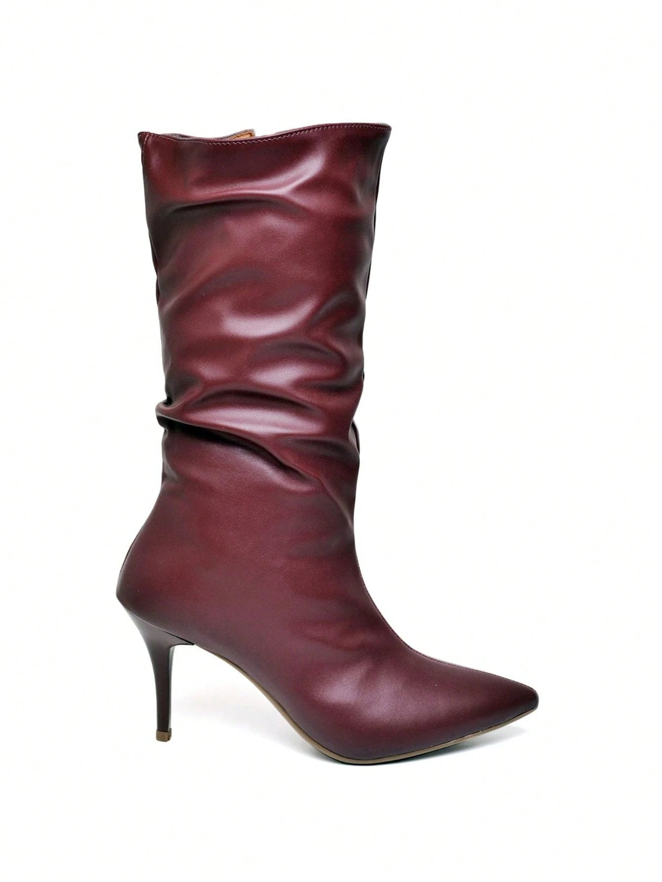 Bota Feminina Ellas Online Cano Médio Enrugado Salto Medio