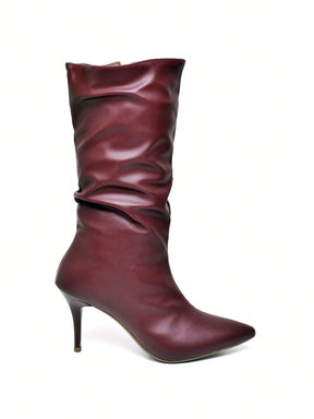 Bota Feminina Ellas Online Cano Médio Enrugado Salto Medio