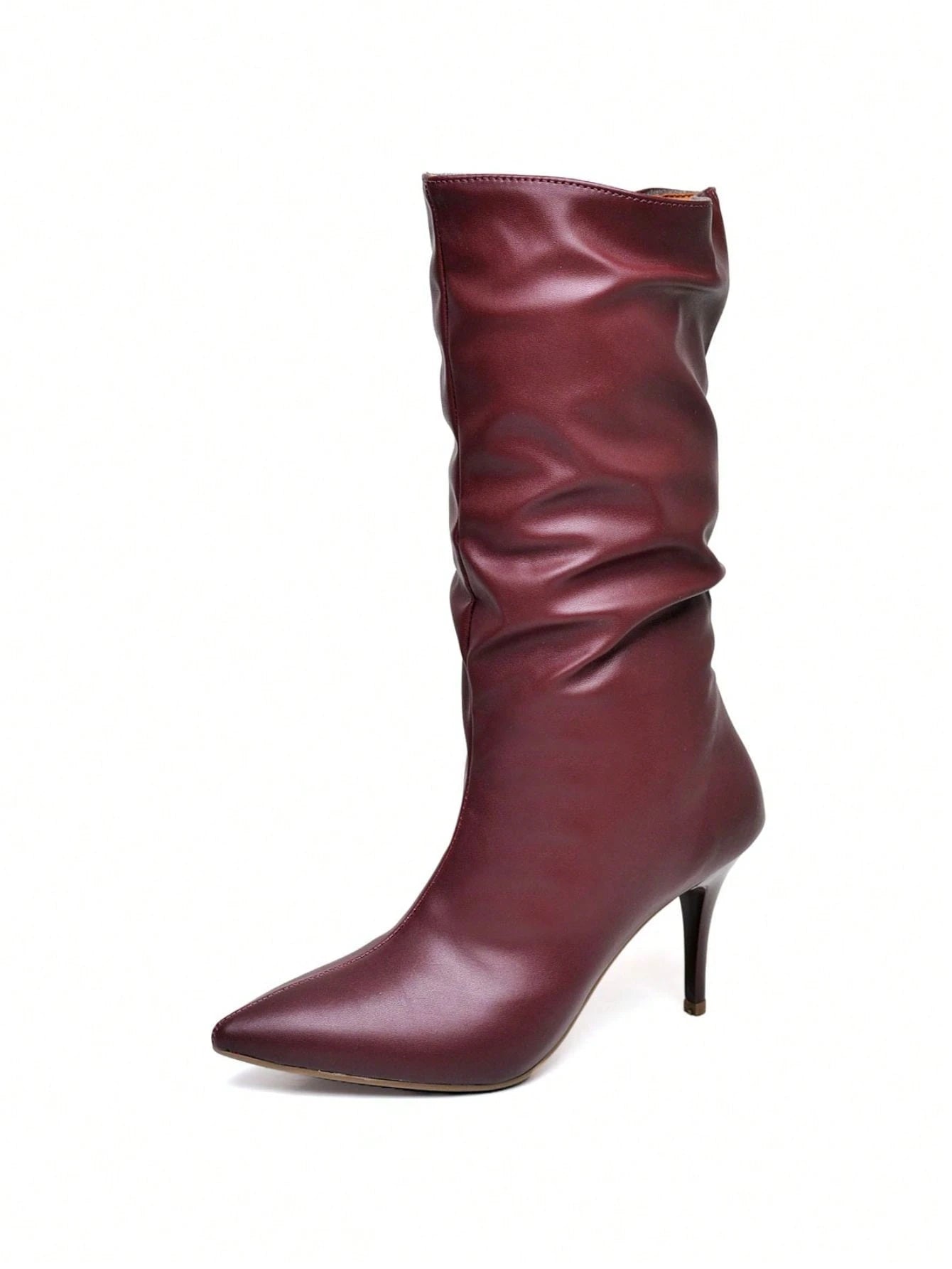 Bota Feminina Ellas Online Cano Médio Enrugado Salto Medio