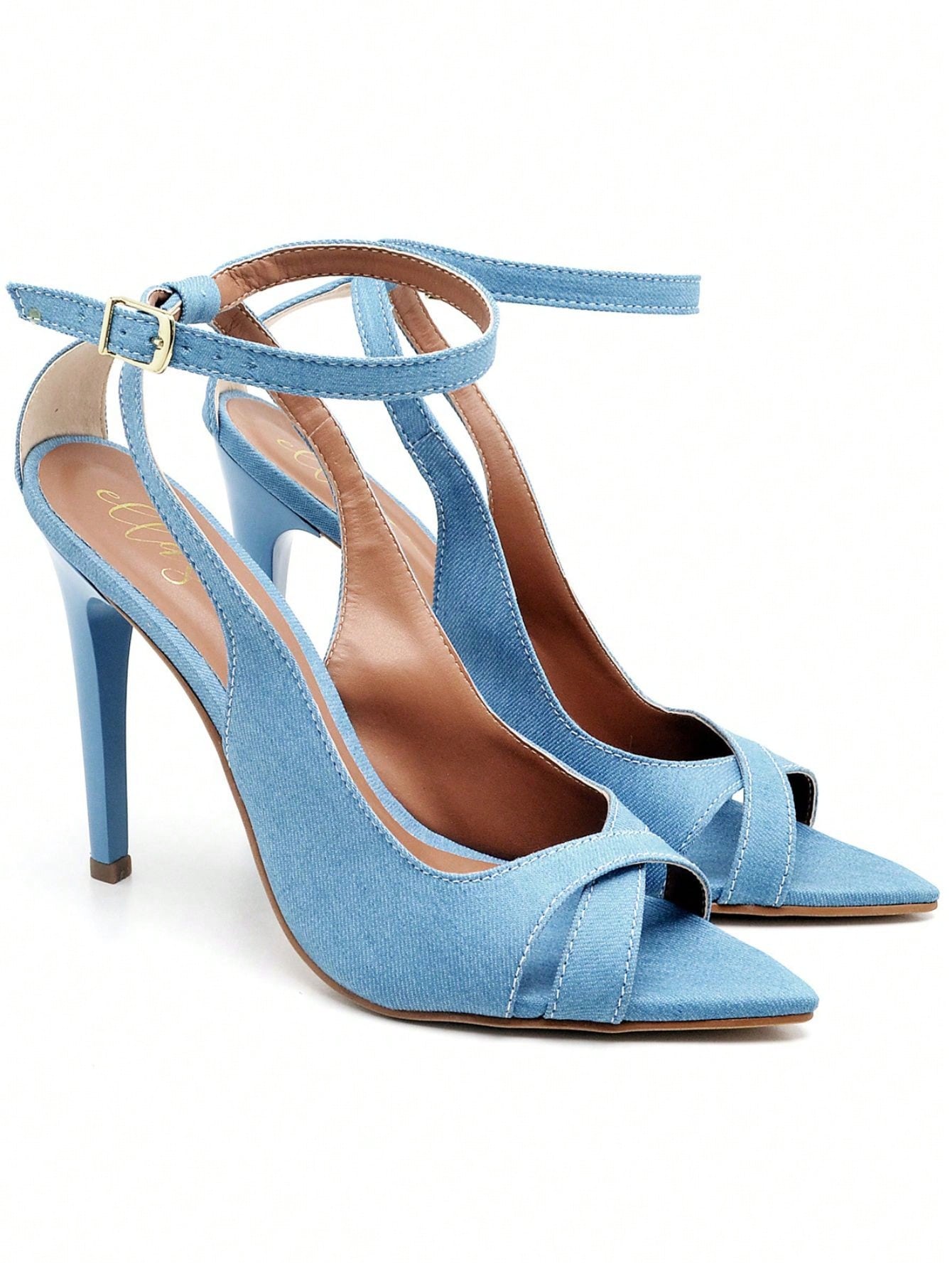 Sandália Feminina Ellas Online Salto Alto Bico Folha