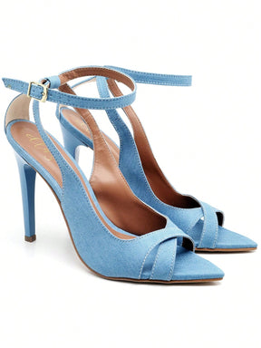 Sandália Feminina Ellas Online Salto Alto Bico Folha