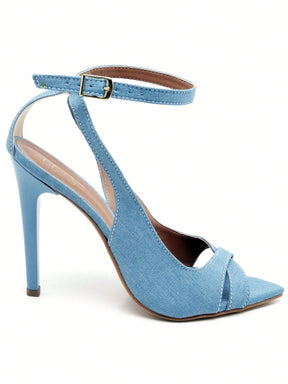 Sandália Feminina Ellas Online Salto Alto Bico Folha