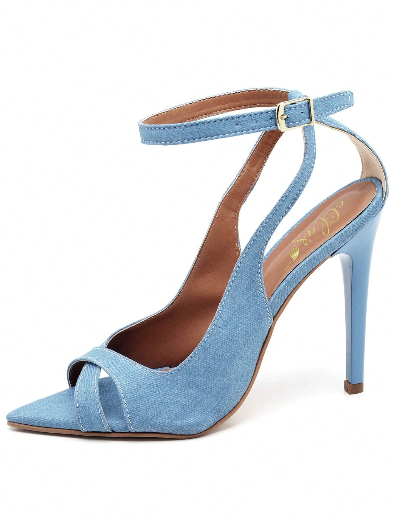 Sandália Feminina Ellas Online Salto Alto Bico Folha