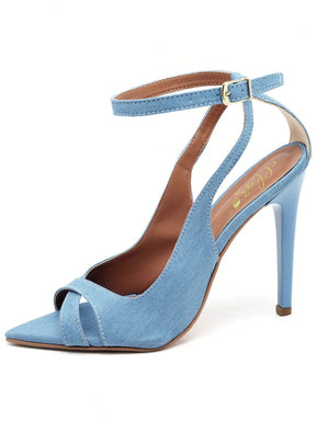 Sandália Feminina Ellas Online Salto Alto Bico Folha