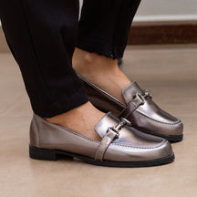 Mocassim Onix Metalizado Sola Tratorada - Clássico e Casual