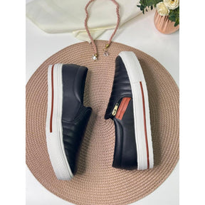 Sapatênis Feminino Slip On Casual Com Zíper Confortável