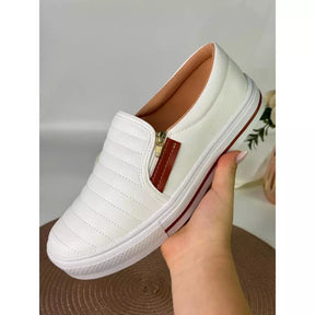 Sapatênis Feminino Slip On Casual Com Zíper Confortável