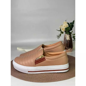 Sapatênis Feminino Slip On Casual Com Zíper Confortável