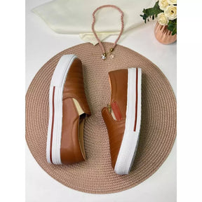 Sapatênis Feminino Slip On Casual Com Zíper Confortável