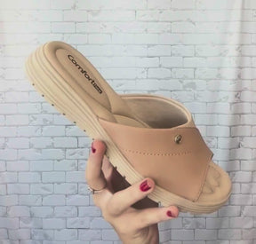 Sandália Feminina Caqui Comfortflex